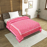 Cotton Single Size Quilt Hand Block Print for Light Winters (60x90 inches) Rajai Razai 