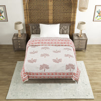 Cotton Single Size Quilt/Rajai Hand Block Print for Light Winters (60x90 Inches) Rajai Razai