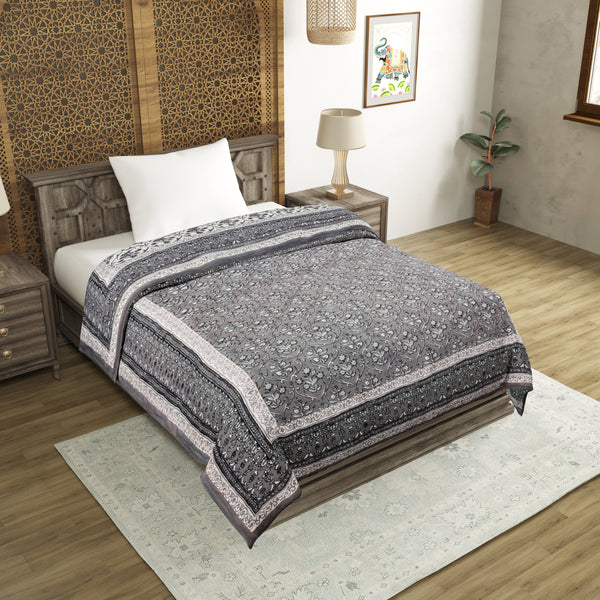 Cotton Single Size Quilt Hand Block Print for Light Winters (60x90 Inches) Rajai Razai
