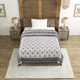 Cotton Single Size Quilt Hand Block Print for Light Winters (60x90 Inches) Rajai Razai