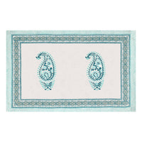King Size Pure Cotton Hand Block Print Bedsheet (Turquoise Jaal Floral)