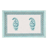 King Size Pure Cotton Hand Block Print Bedsheet (Turquoise Jaal Floral)
