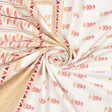 Hand Block Print Cotton Daylight 7 Feet Door Curtains with Eyelets (Red Buti)