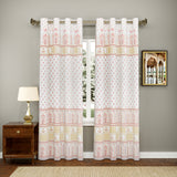 Hand Block Print Cotton Daylight 7 Feet Door Curtains with Eyelets (Red Buti)