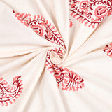 King Size Pure Cotton Hand Block Print Bedsheet (Pink Paisley)