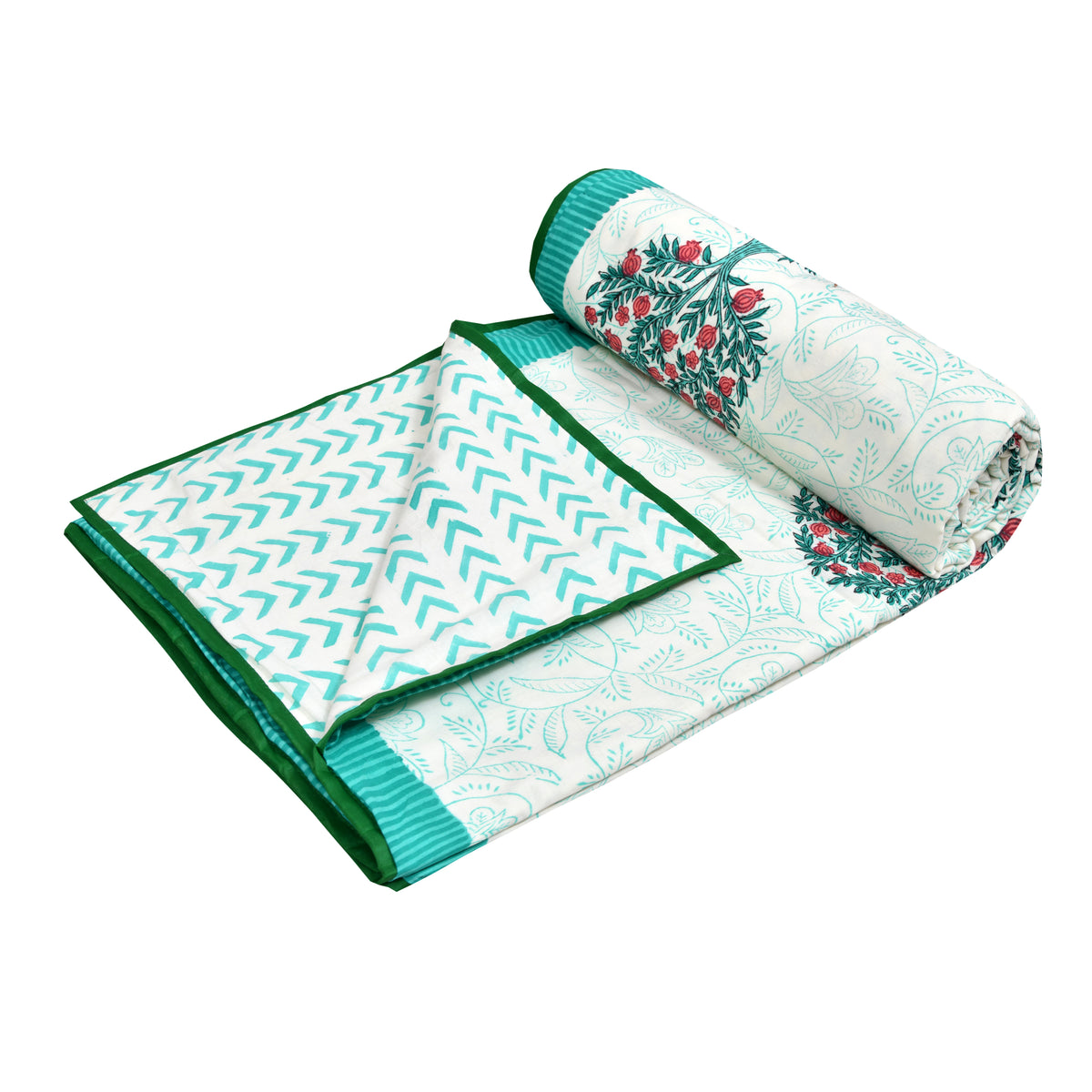 Cotton Dohar / Blanket Single Bed Size Hand Block Printed, Anar Ka Ped ...
