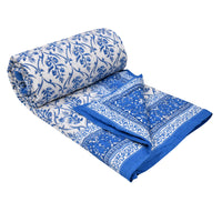 Cotton Single Size Quilt Hand Block Print for Light Winters (60x90 Inches) Rajai Razai