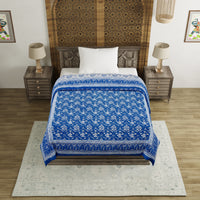 Cotton Single Size Quilt Hand Block Print for Light Winters (60x90 Inches) Rajai Razai