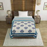 Cotton Single Size Quilt Hand Block print for Light Winters (60x90 Inches) Rajai Razai