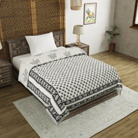 Cotton Single Size Quilt/ Rajai Hand Block Print for Light Winters (60x90 Inches) Rajai Razai
