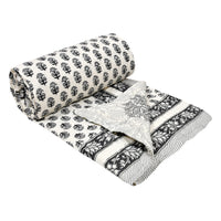 Cotton Single Size Quilt/ Rajai Hand Block Print for Light Winters (60x90 Inches) Rajai Razai