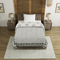 Cotton Single Size Quilt/ Rajai Hand Block Print for Light Winters (60x90 Inches) Rajai Razai