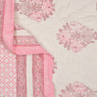 Cotton Single Size Quilt Hand Block Print for Light Winters (60x90 Inches) Rajai Razai