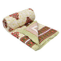 Cotton Single Size Quilt/Rajai Hand Block Print for Light Winters (60x90 Inches) Rajai Razai