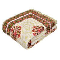 Cotton Single Size Quilt/Rajai Hand Block Print for Light Winters (60x90 Inches) Rajai Razai