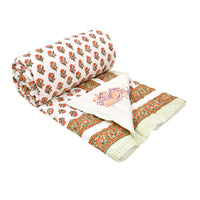 Cotton Single Size Quilt/Rajai Hand Block Print for Light Winters (60x90 Inches) Rajai Razai
