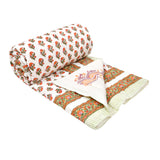 Cotton Single Size Quilt/Rajai Hand Block Print for Light Winters (60x90 Inches) Rajai Razai