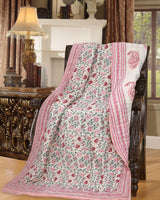 Cotton Single Size Quilt/Rajai Hand Block Print for Light Winters (60x90 Inches) Rajai Razai