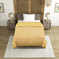 Cotton Single Size Quilt Hand Block Print for Light Winters (60x90 Inches) Rajai Razai