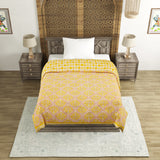 Cotton Single Size Quilt Hand Block Print for Light Winters (60x90 Inches) Rajai Razai