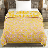 Cotton Single Size Quilt Hand Block Print for Light Winters (60x90 Inches) Rajai Razai