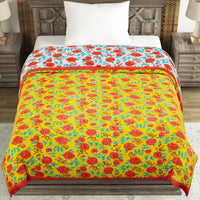 Cotton Single Size Quilt Hand Block Print for Light Winters (60x90 Inches) Rajai Razai