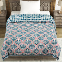 Cotton Single Size Quilt Hand Block Print for Light Winters (60x90 Inches) Rajai Razai