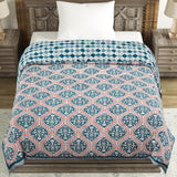 Cotton Single Size Quilt Hand Block Print for Light Winters (60x90 Inches) Rajai Razai