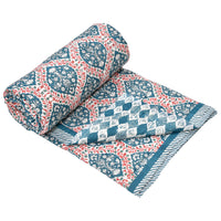 Cotton Single Size Quilt Hand Block Print for Light Winters (60x90 Inches) Rajai Razai