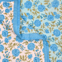 Cotton Single Size Quilt Hand Block Print for Light Winters (60x90 Inches) Rajai razai 