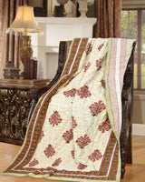 Cotton Single Size Quilt/Rajai Hand Block Print for Light Winters (60x90 Inches) Rajai Razai
