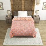 Cotton Single Size Quilt Hand Block Print for Light Winters (60x90 Inches) Rajai Razai